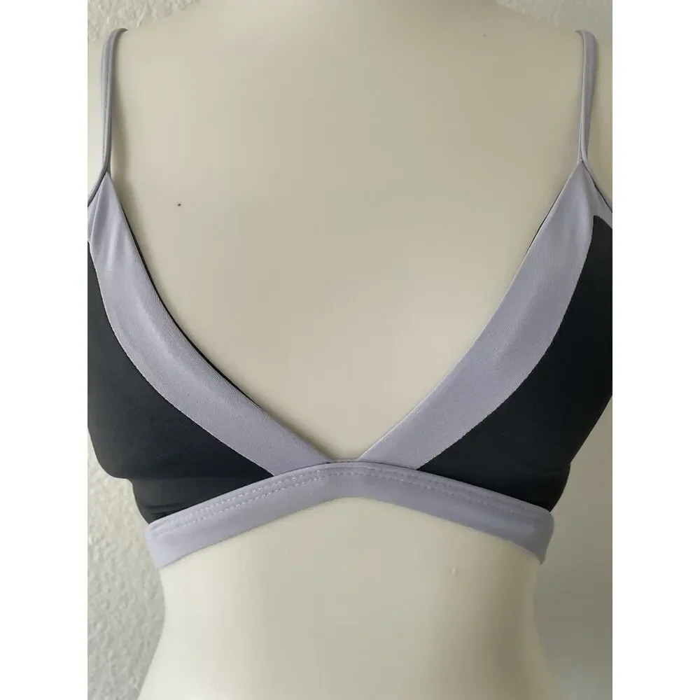 L*Space Swim Bikini Top Plunge Colorblock Swimwear